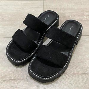 Charles and Keith black chunky sandals